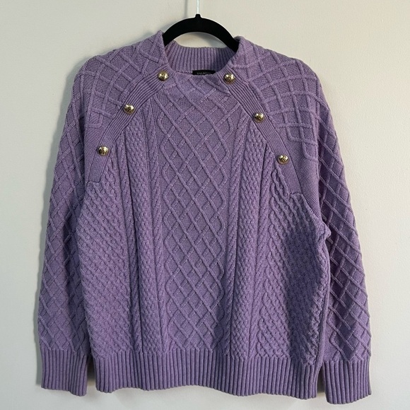 Talbots Mock Neck Cable Knit Sweater - Picture 1 of 11